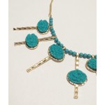 Turquoise Druzy Keys Bib Necklace